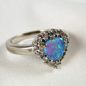 NWOT Created opal and cz heart sterling ring